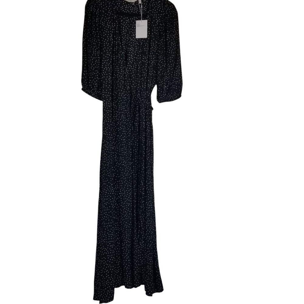 Black Polka Dot Maxi Dress - Elegant Long Sleeve Women's Dress